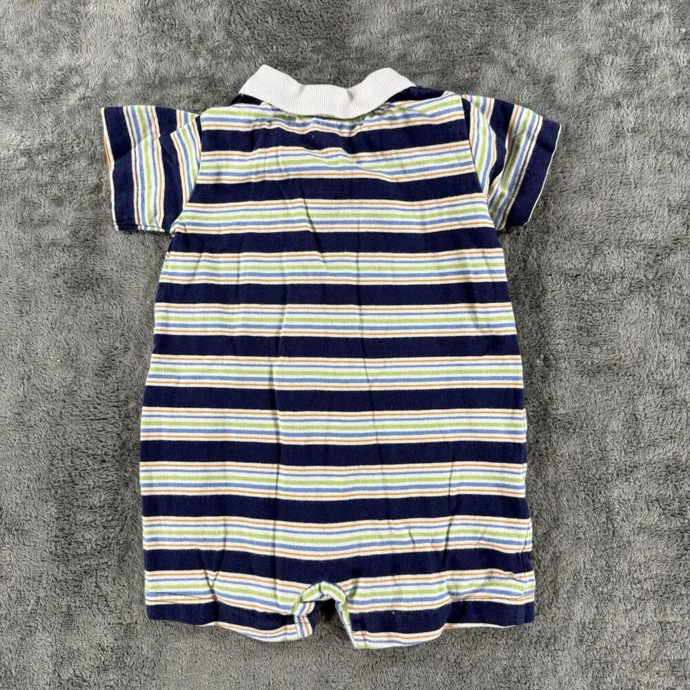 Vintage Classic Pooh Collared Striped Romper Let’s Play Together 6 Months